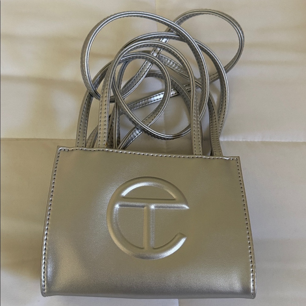 Telfar Metallic Silver Mini Bag